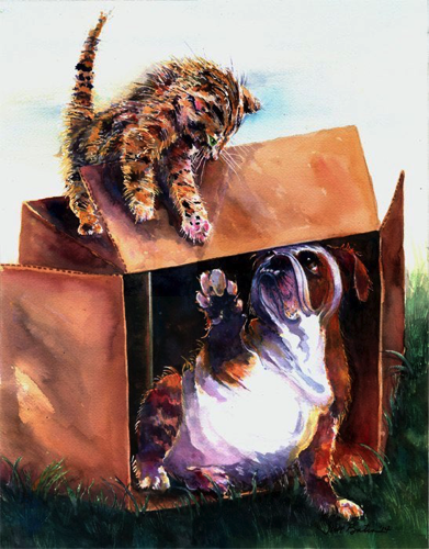 Kitten vs Bulldog16 x 20” - $300
Matted, black frame